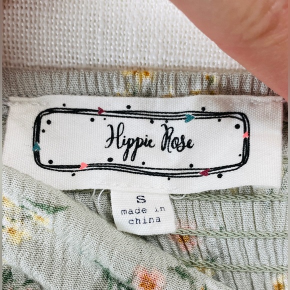 Hippie Rose Green Puff Sleeve Floral Cottage Core Mini Dress - Picture 8 of 9